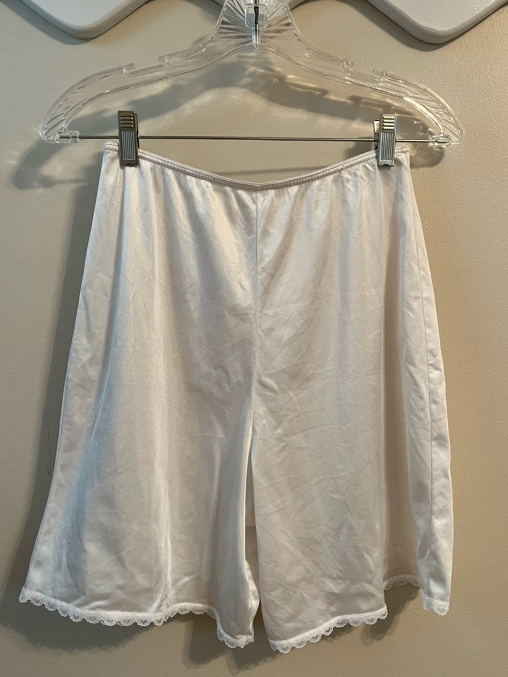 Vintage White Lace Trim Culotte Slip Size M